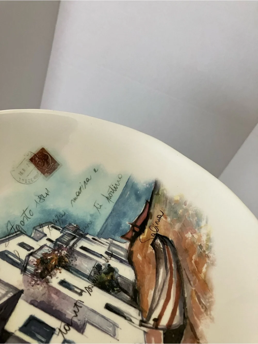 Ceramics Cuore “Seaside Village” Postcard Pasta Serving Bowl